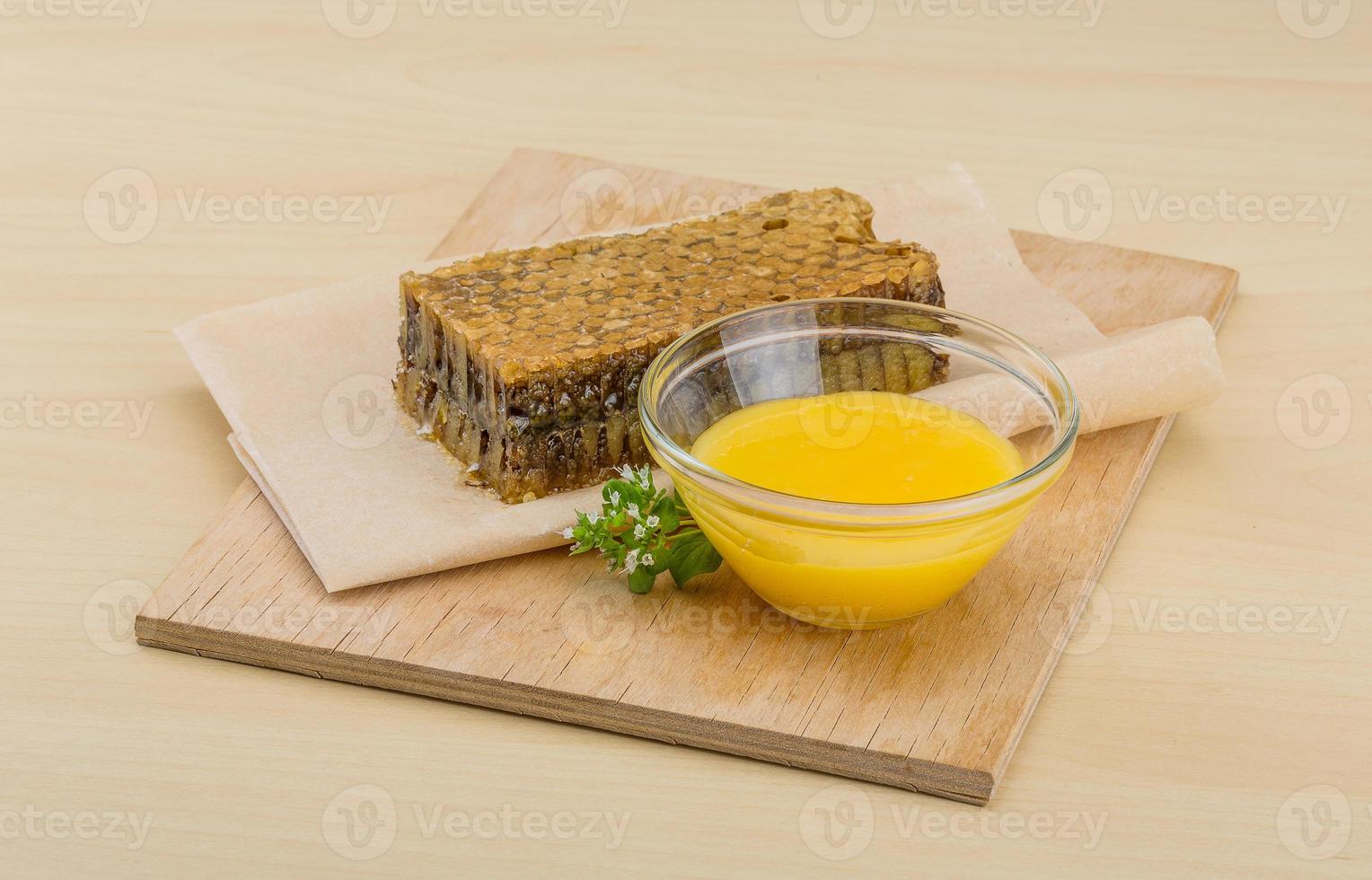 Honey with comb photo