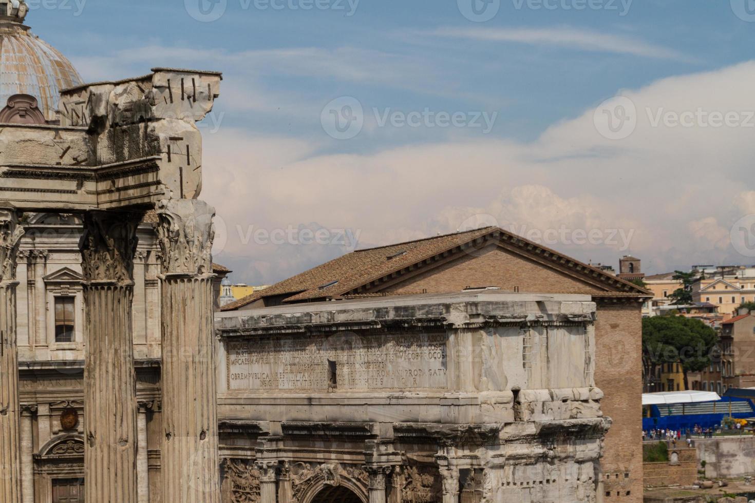 Building ruins and ancient columns  in Rome, Italy photo