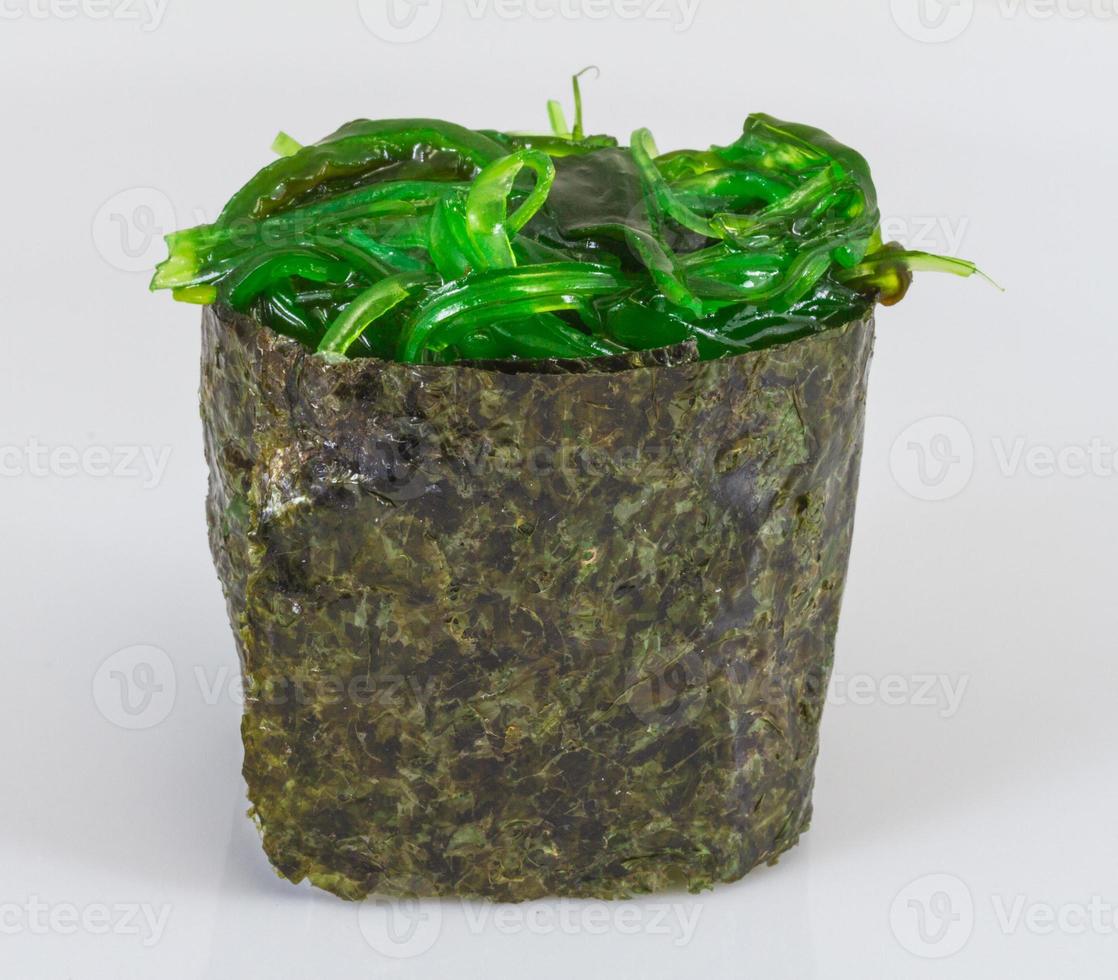 Japanese fresh maki sushi with green seaweed Chuka photo