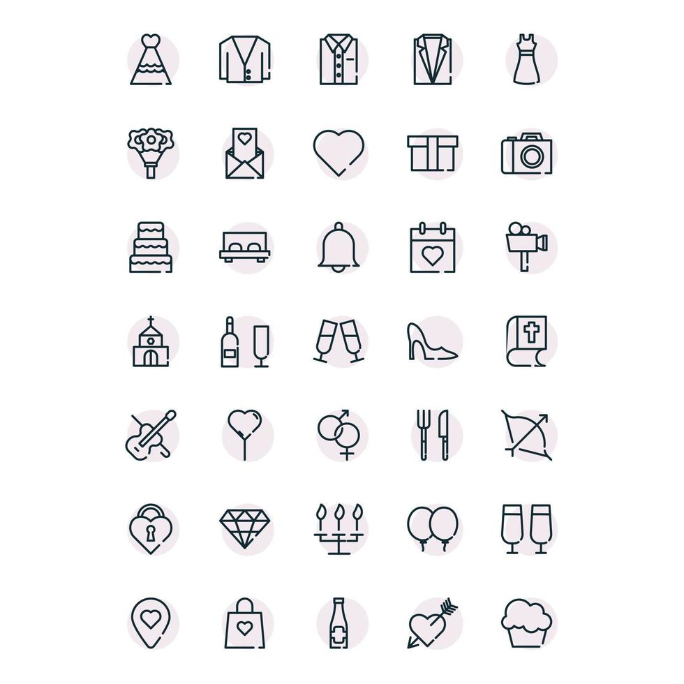 wedding set vector for website symbol icon presentation