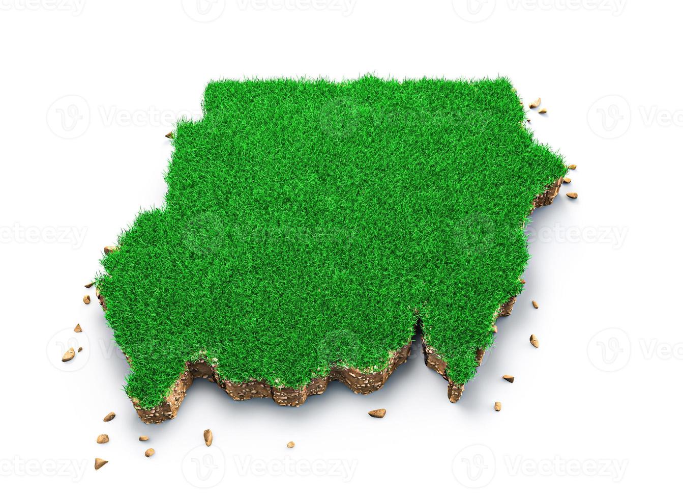 Sudan Map Grass and ground texture 3d illustration photo