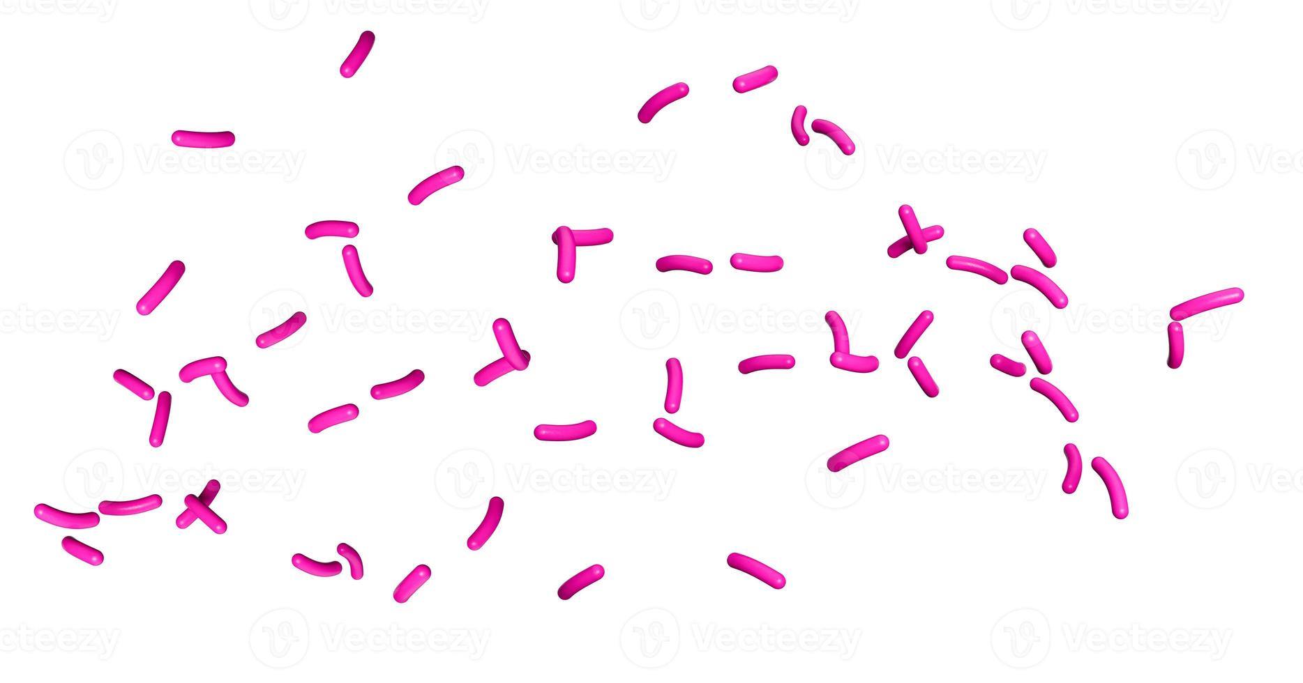 Pink sprinkles, granules isolated on white background and texture 3d illustration photo