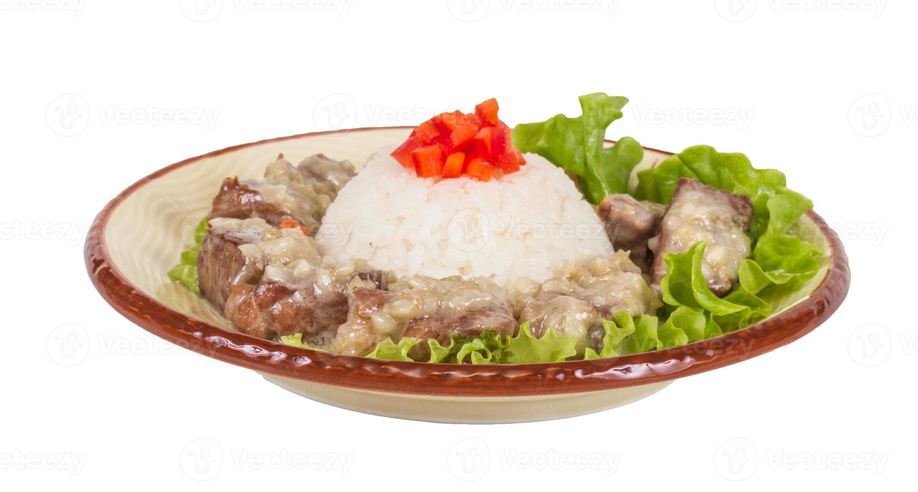 Rice and pork japanese style photo