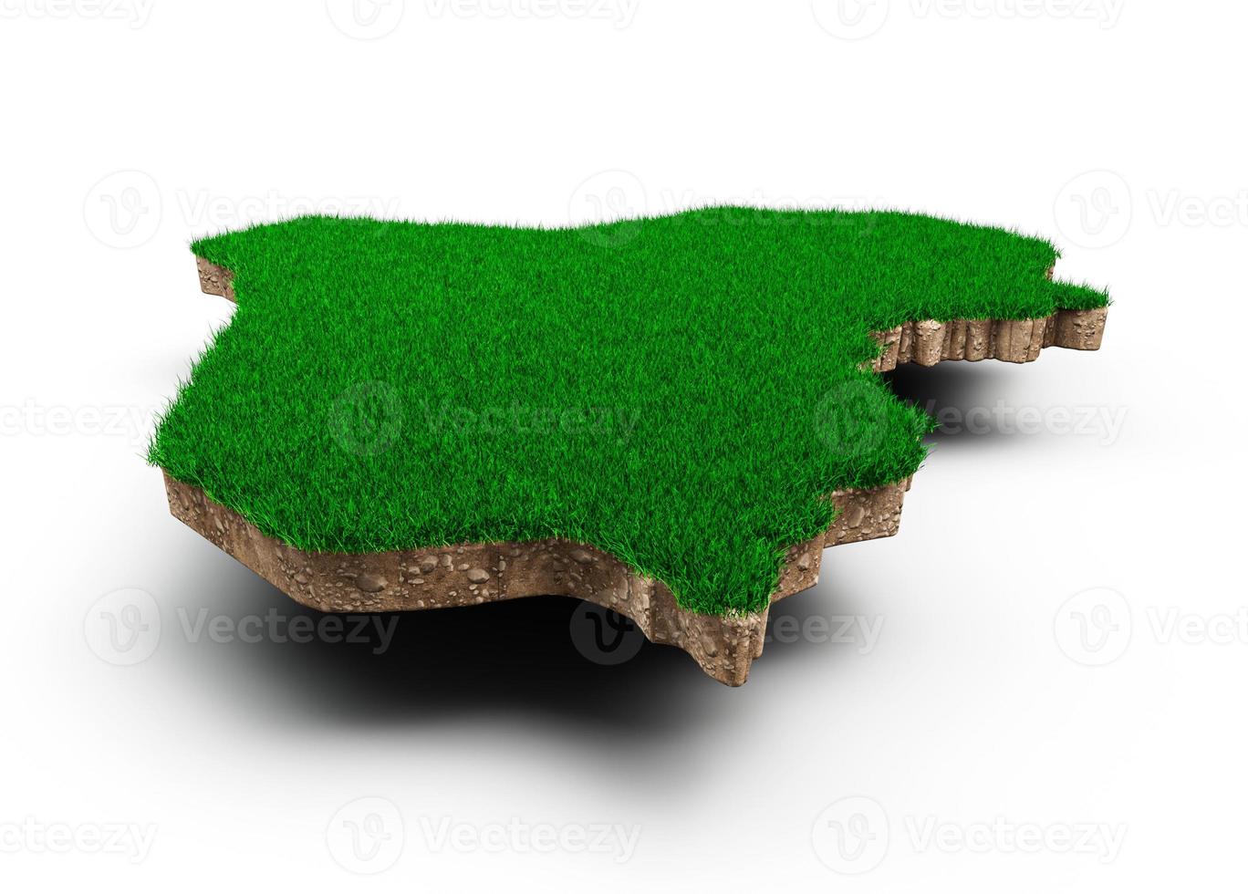 irak mapa suelo tierra geología sección transversal con hierba verde y roca suelo textura 3d ilustración foto