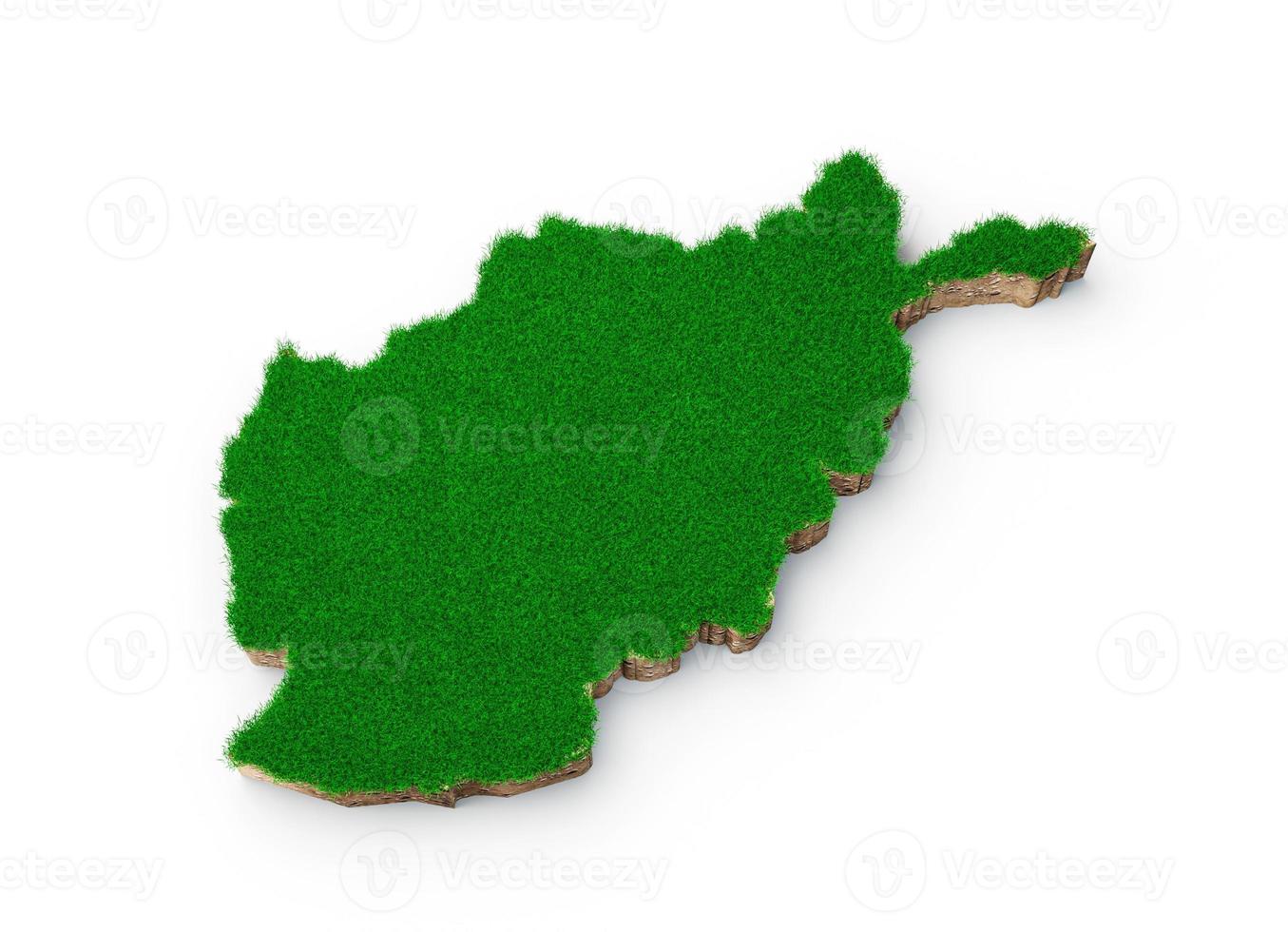 Afghanistan Map soil land geology cross section with green grass and Rock ground texture 3d illustration photo