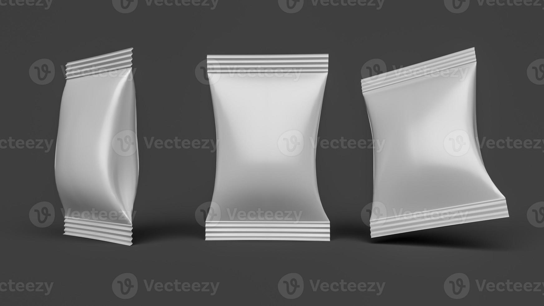 White mockup of pillow pack. flow packaging mockups 3d illustration photo