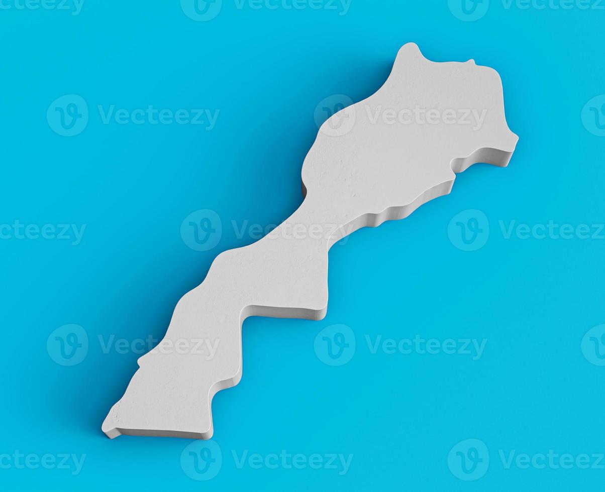 Morocco 3D Topographic map Geography Cartography and topology Sea Blue surface 3D illustration photo