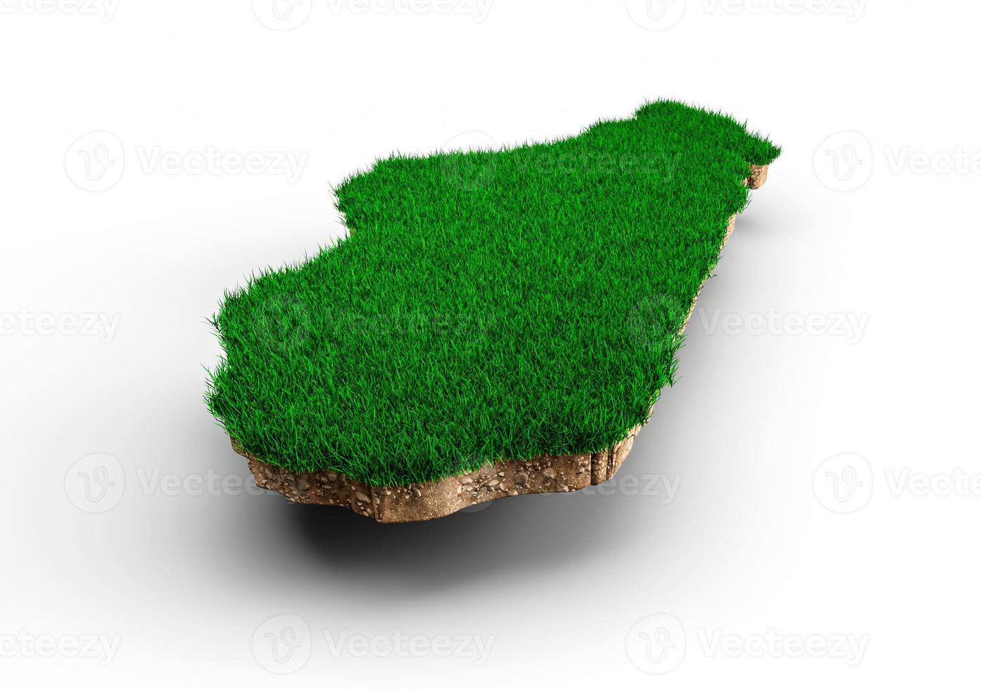 Madagascar Map soil land geology cross section with green grass and Rock ground texture 3d illustration photo