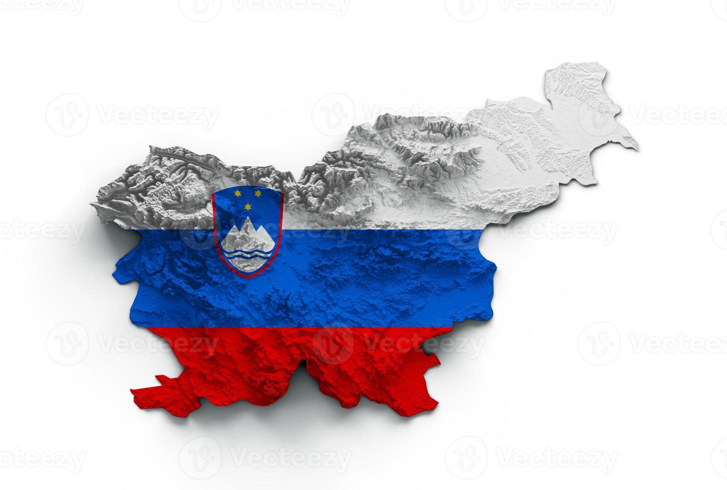 Slovenia Map and flag 3d topographic map 3d illustration Slovenia Map National flag icon photo