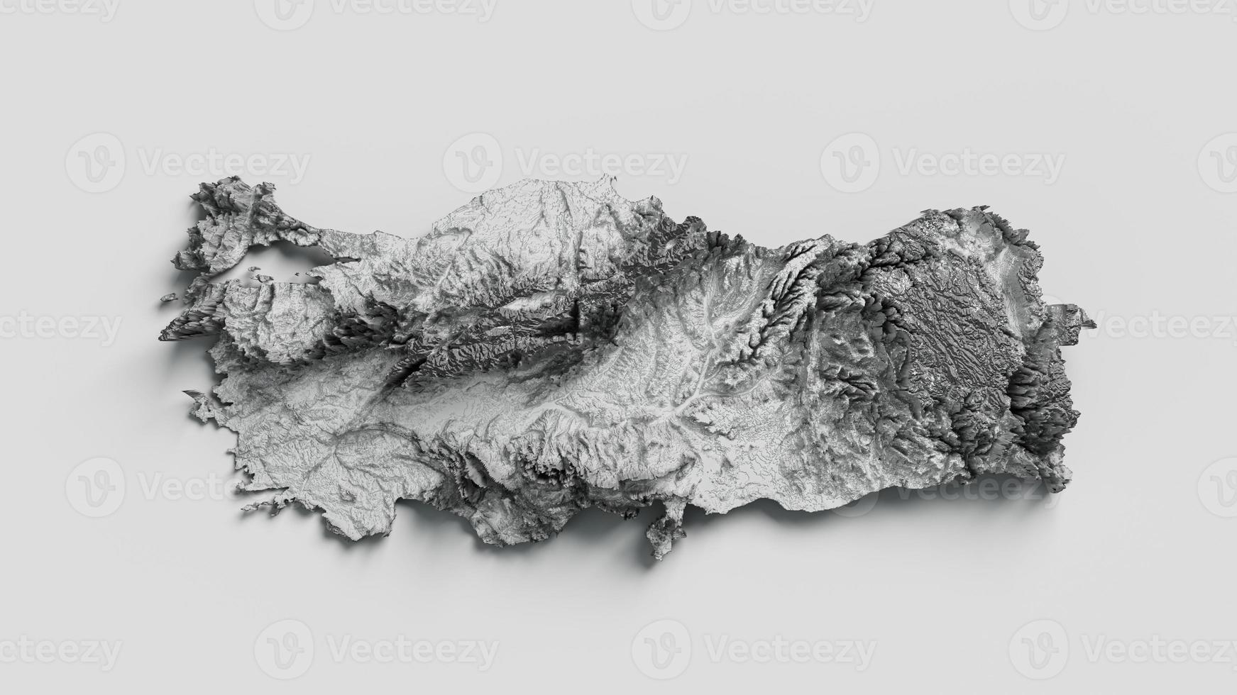 Turkey Map Shaded relief map 3d illustration photo