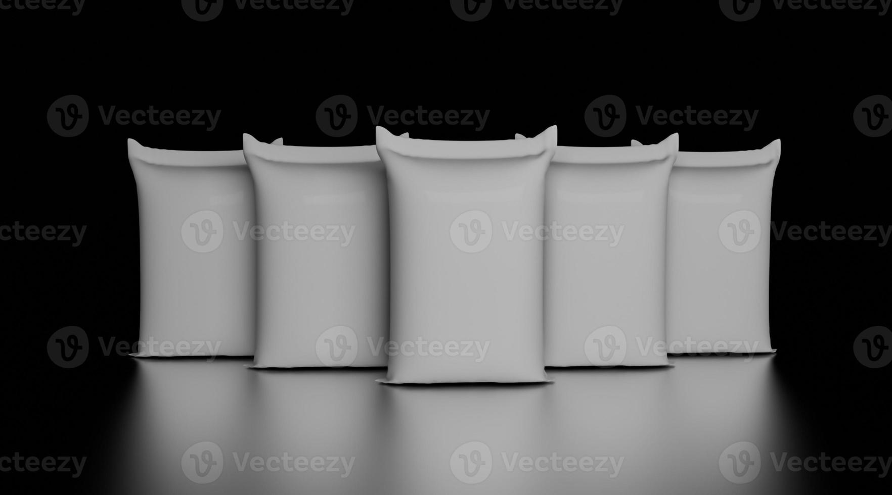 White bags or sacks isolated on light background. Mockup for design 3d Illustration photo