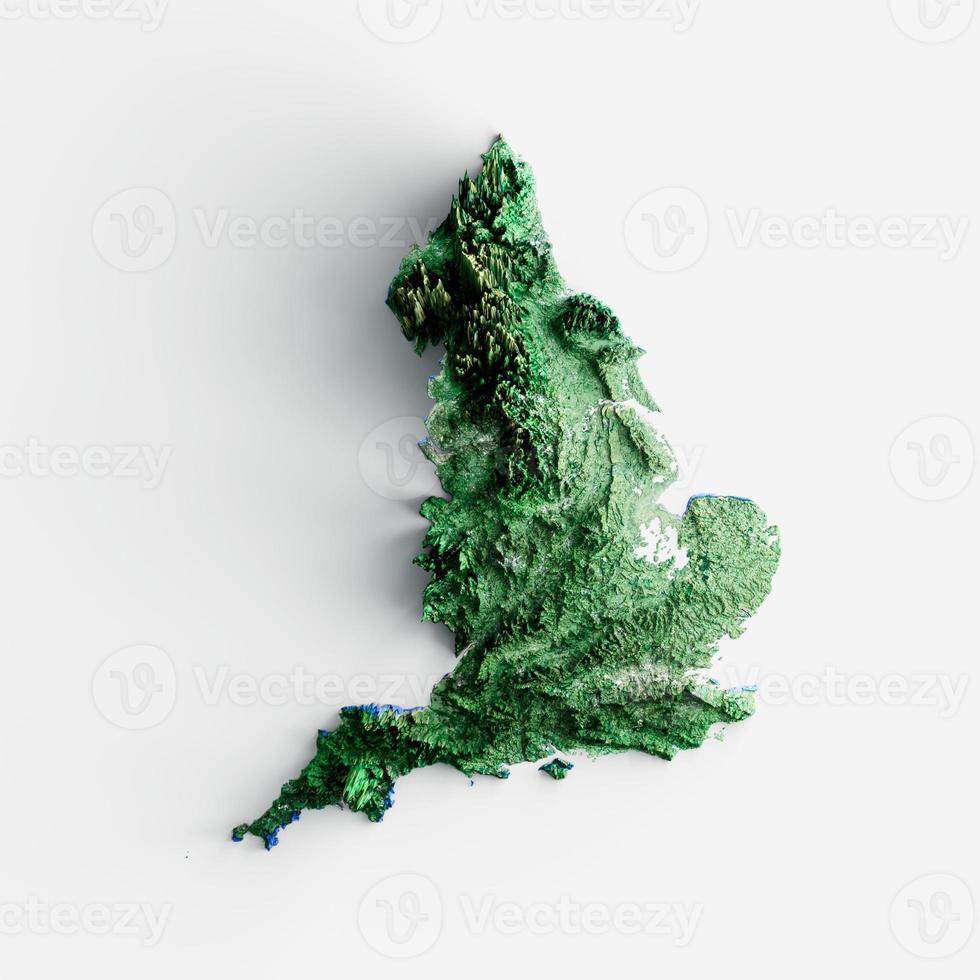 Great Britain Shaded relief map with major urban areas United Kingdom physical contour map 3d illustration photo