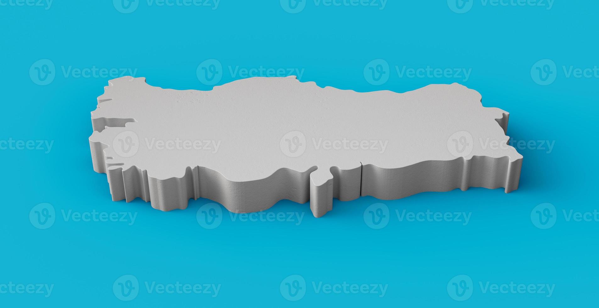 Turkey 3D map Geography Cartography and topology Sea Blue surface 3D illustration photo