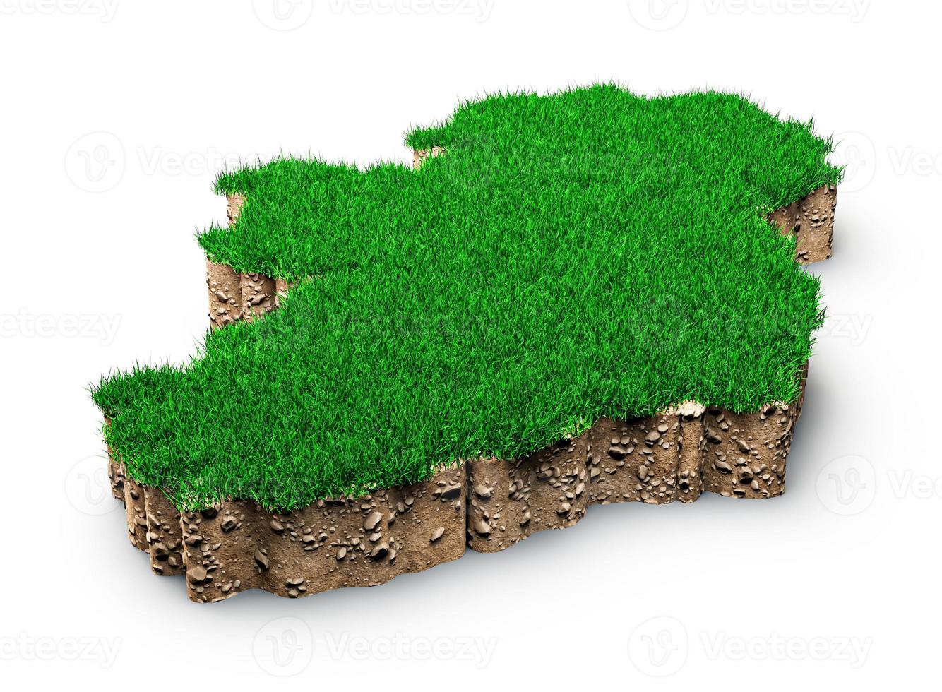 Ireland map soil land geology cross section with green grass and Rock ground texture 3d illustration photo