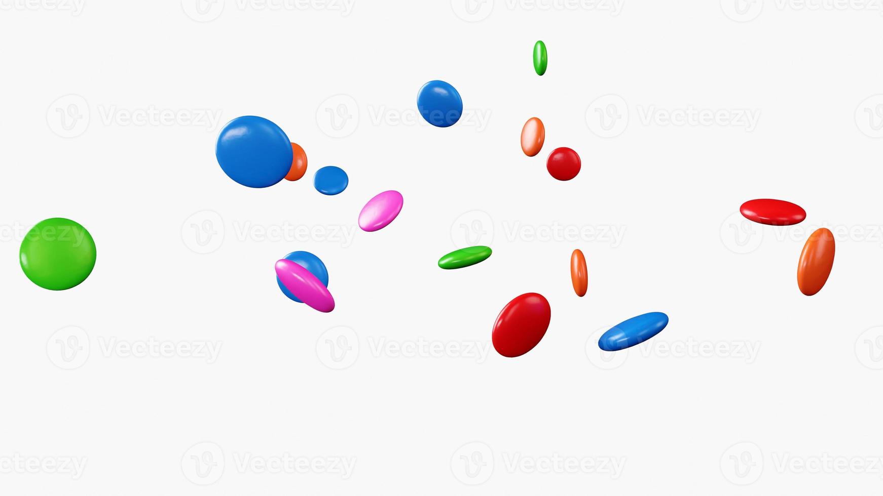 colorful chocolate coated candy isolated on white background Festive background with colorful glossy balls. Perfect for cards, brochures, cover, flyers, banners, posters 3d illustration photo