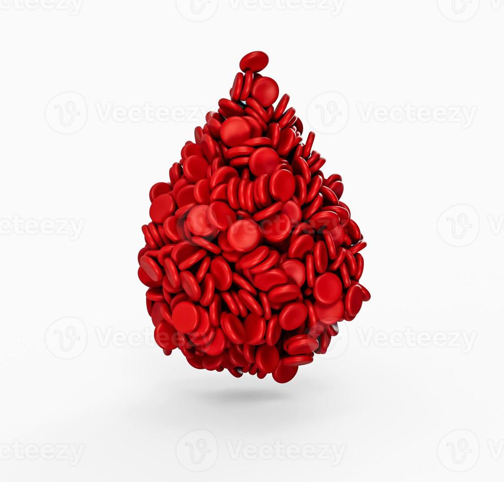 Drop of Red Blood Cells Isolated on white Background 3D Illustration photo