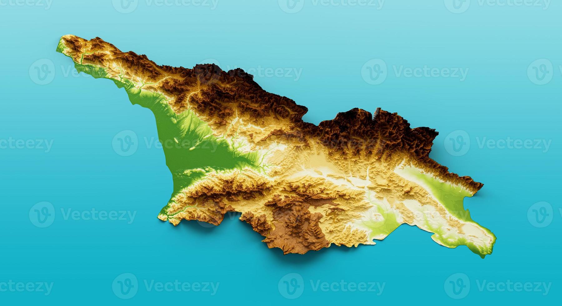 Georgia Map Shaded relief Color Height map on the sea Blue Background 3d illustration photo