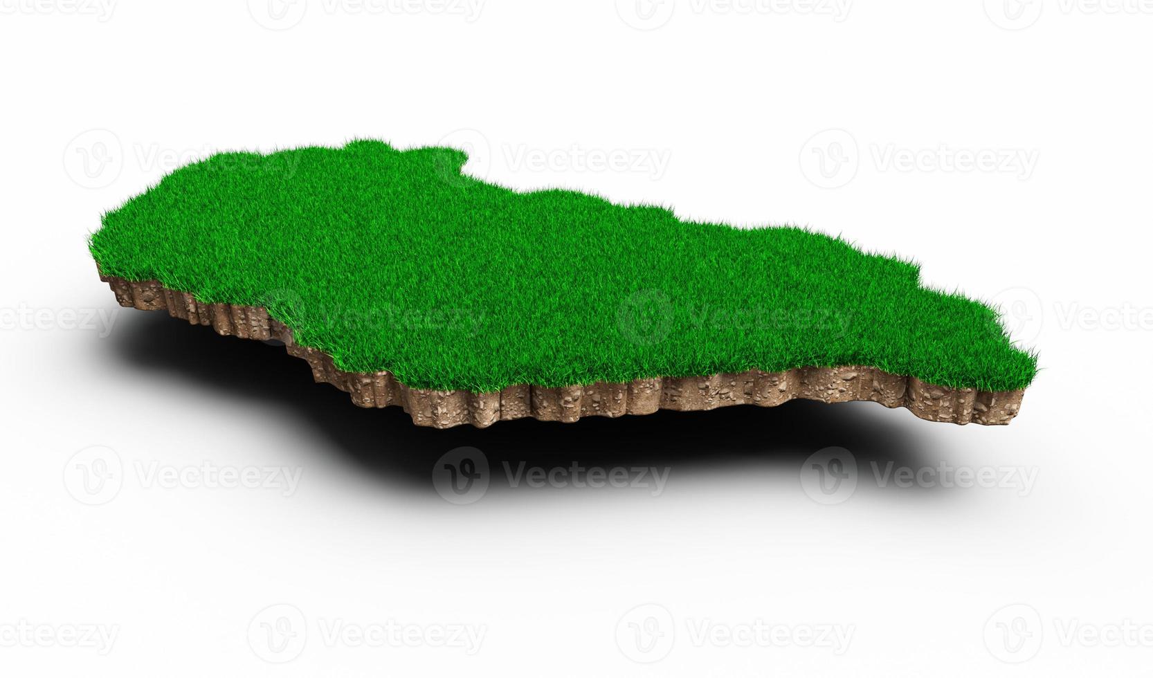 Hungary Map soil land geology cross section with green grass and Rock ground texture 3d illustration photo