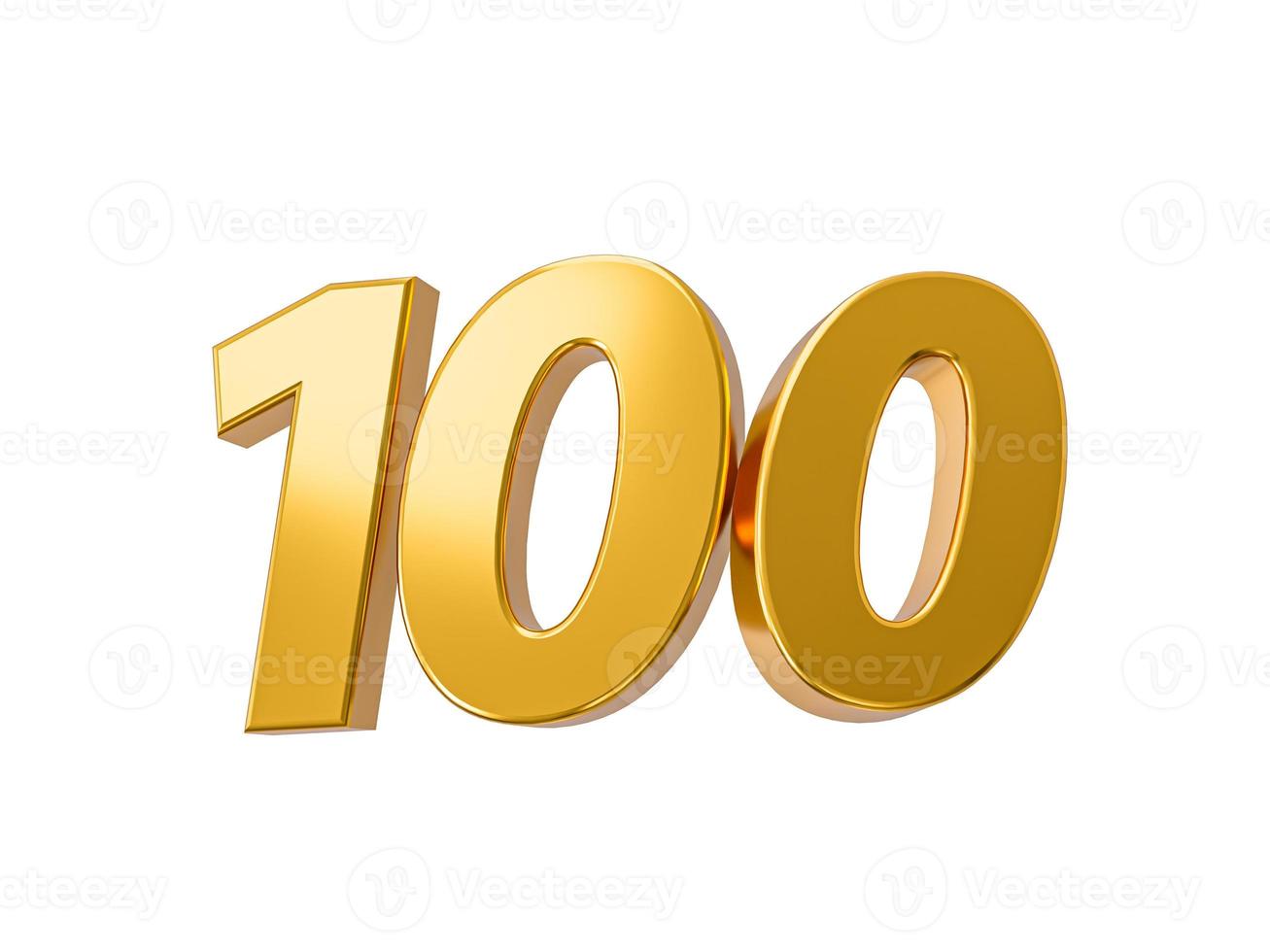 100 off on sale. Gold percent isolated on white background 100th Anniversary celebration 3D Golden numbers 3d Illustration photo