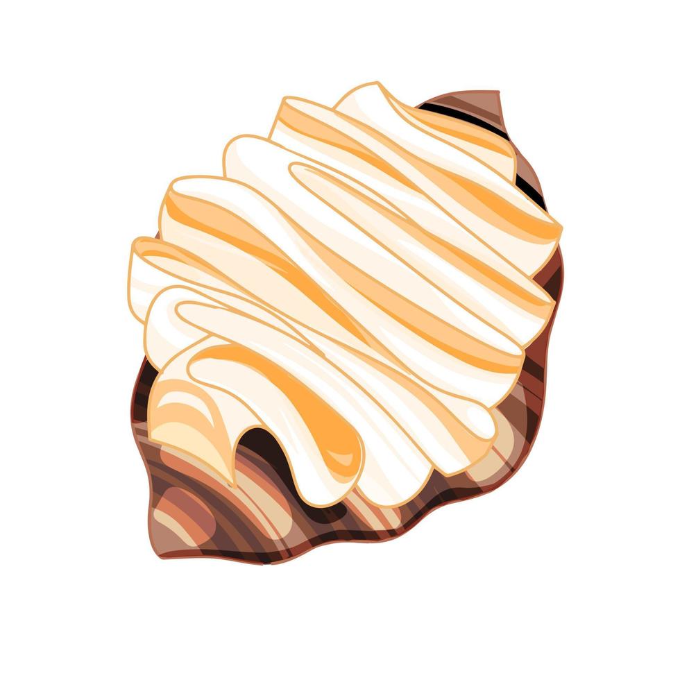 The hand drawn croissant with cream vector