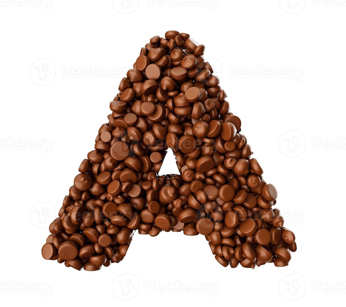 Alphabet A made of chocolate Chips Chocolate Pieces Alphabet Letter A 3d illustration photo