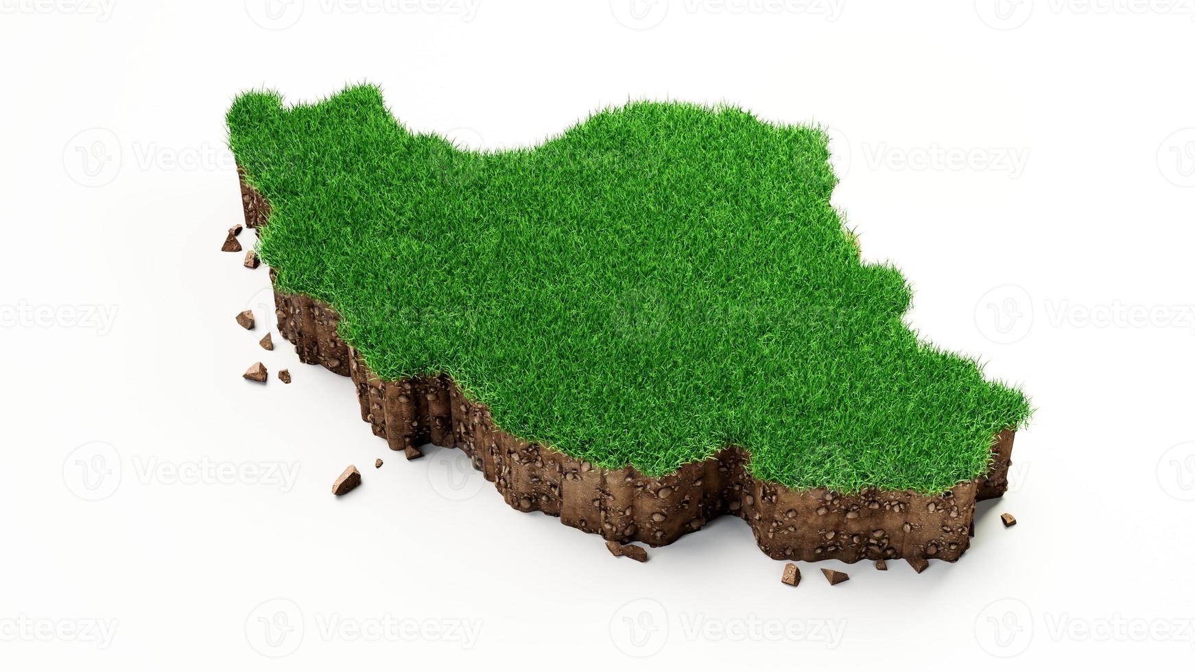 Iran Map Grass and ground texture 3d illustration photo