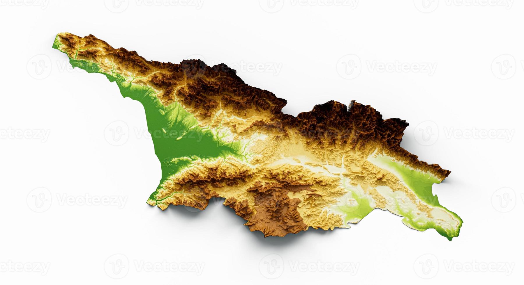 Georgia Map Shaded relief Color Height map on the isolated Background 3d illustration photo