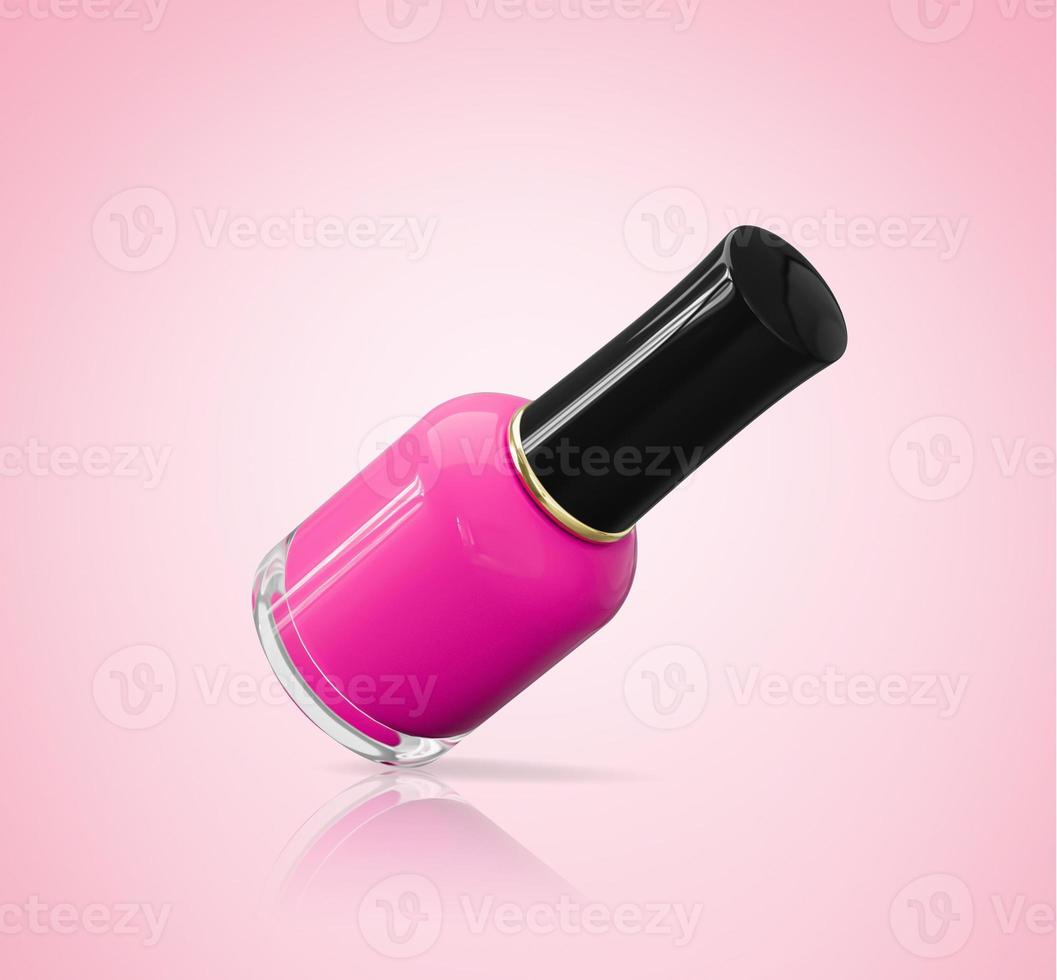 esmalte de uñas rosa sobre fondo blanco esmalte de uñas rosa fuerte botella cerrada ilustración 3d foto