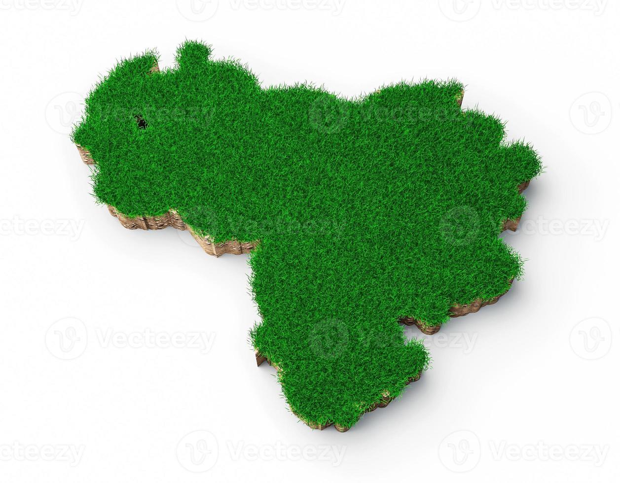 Venezuela Map soil land geology cross section with green grass and Rock ground texture 3d illustration photo