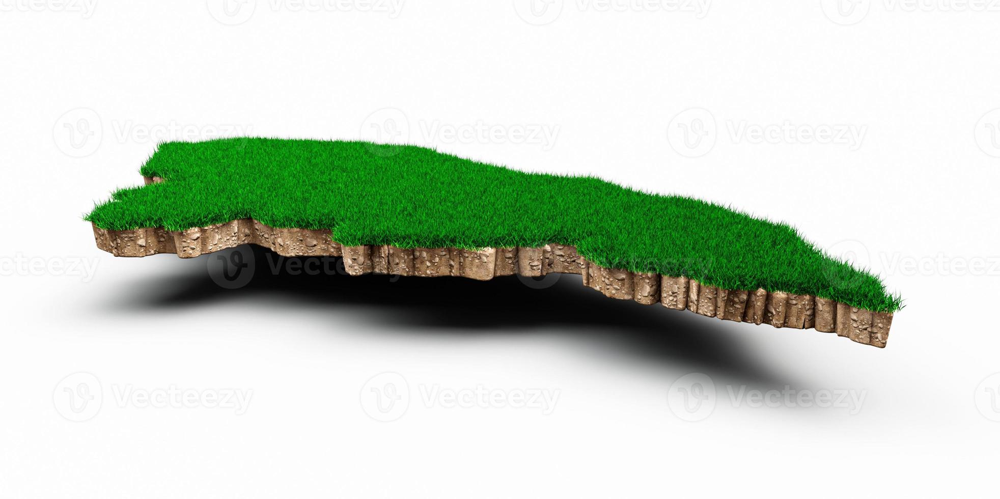 Honduras Map soil land geology cross section with green grass and Rock ground texture 3d illustration photo