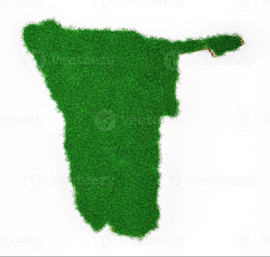 Namibia map soil land geology cross section with green grass and Rock ground texture 3d illustration photo