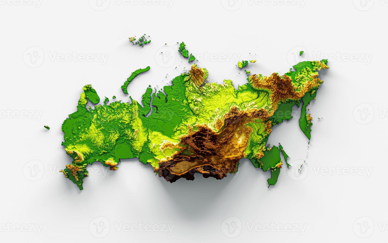 Russia Map Shaded relief Color Height map on the sea Blue Background 3d illustration photo