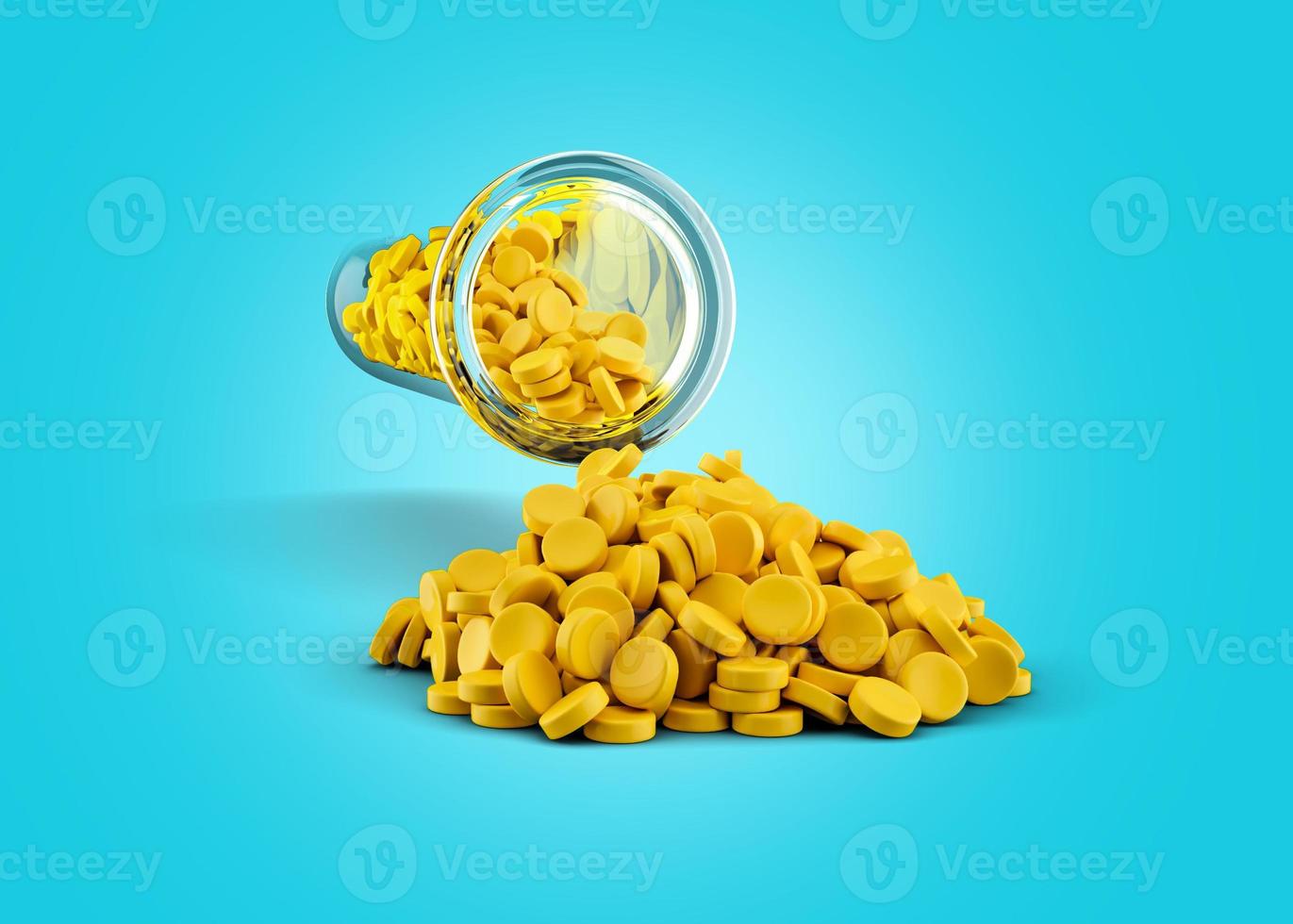 Yellow granules of polypropylene or polyamide in test tube. background. Plastics and polymers industry. Monochrome 3d illustration photo
