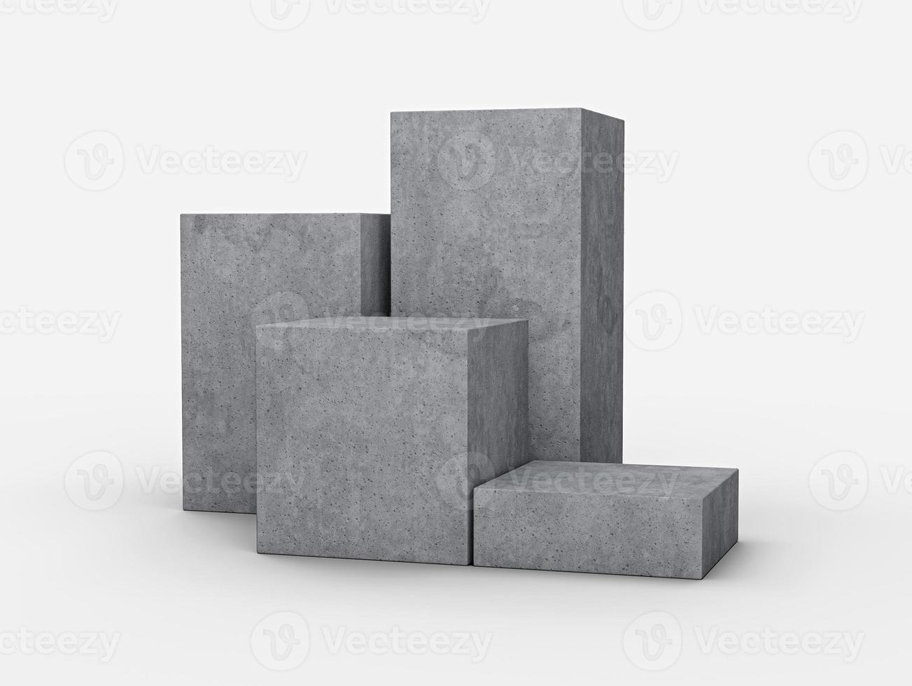 Display stand podium made from grey concrete in four step display of product design cement 4 podium Display background 3d rendering photo