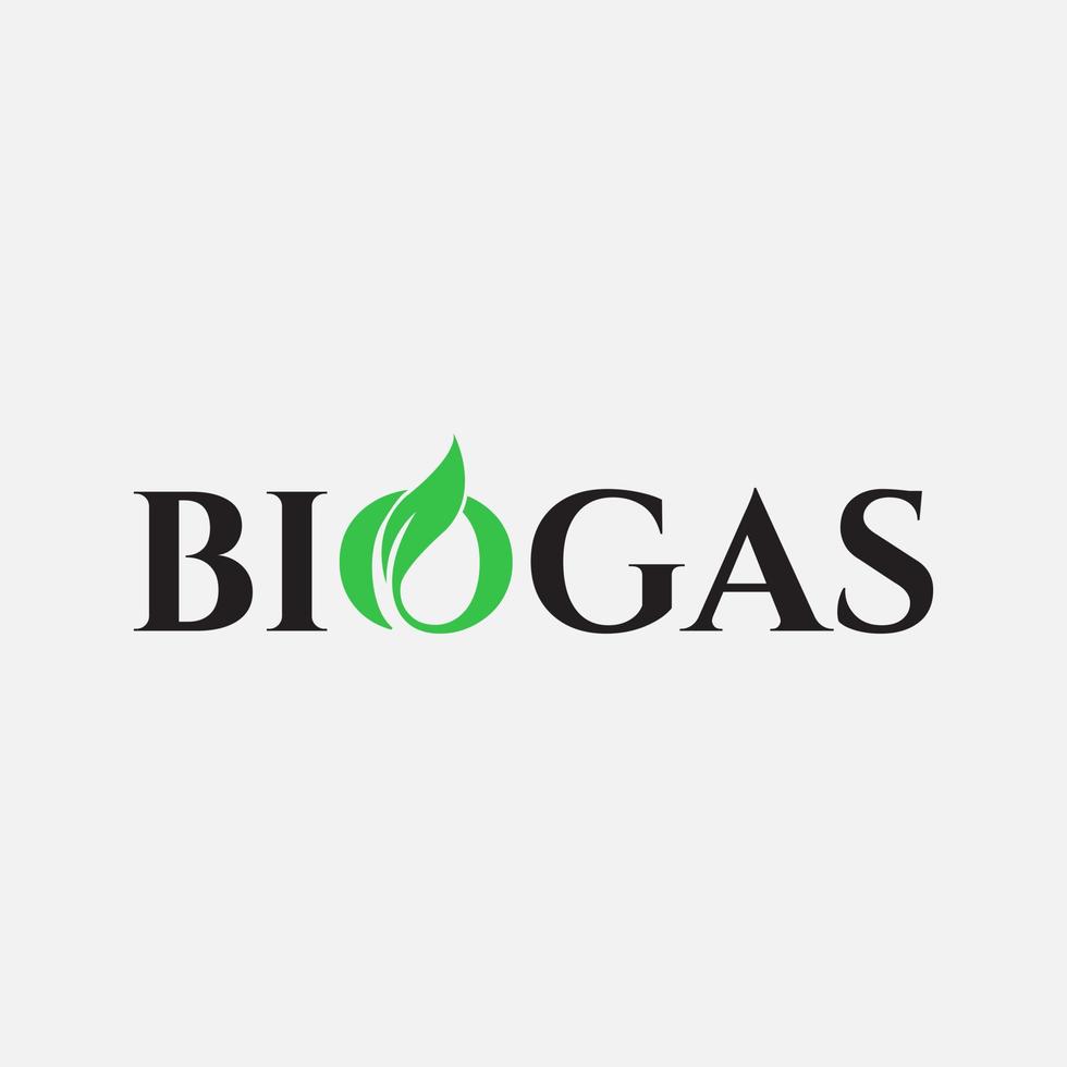 diseño de logotipo de hoja de emblema de tipografía moderna de biogás vector