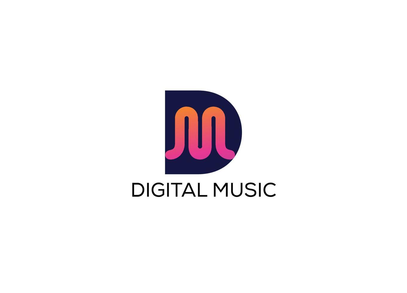 Digital Music Abstract D M letter modern initial logo design vector