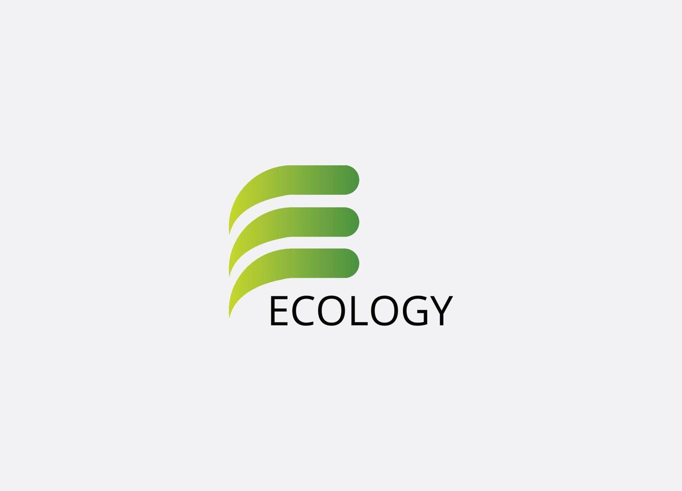 ecología resumen e letra letras modernas diseño de logotipo vector