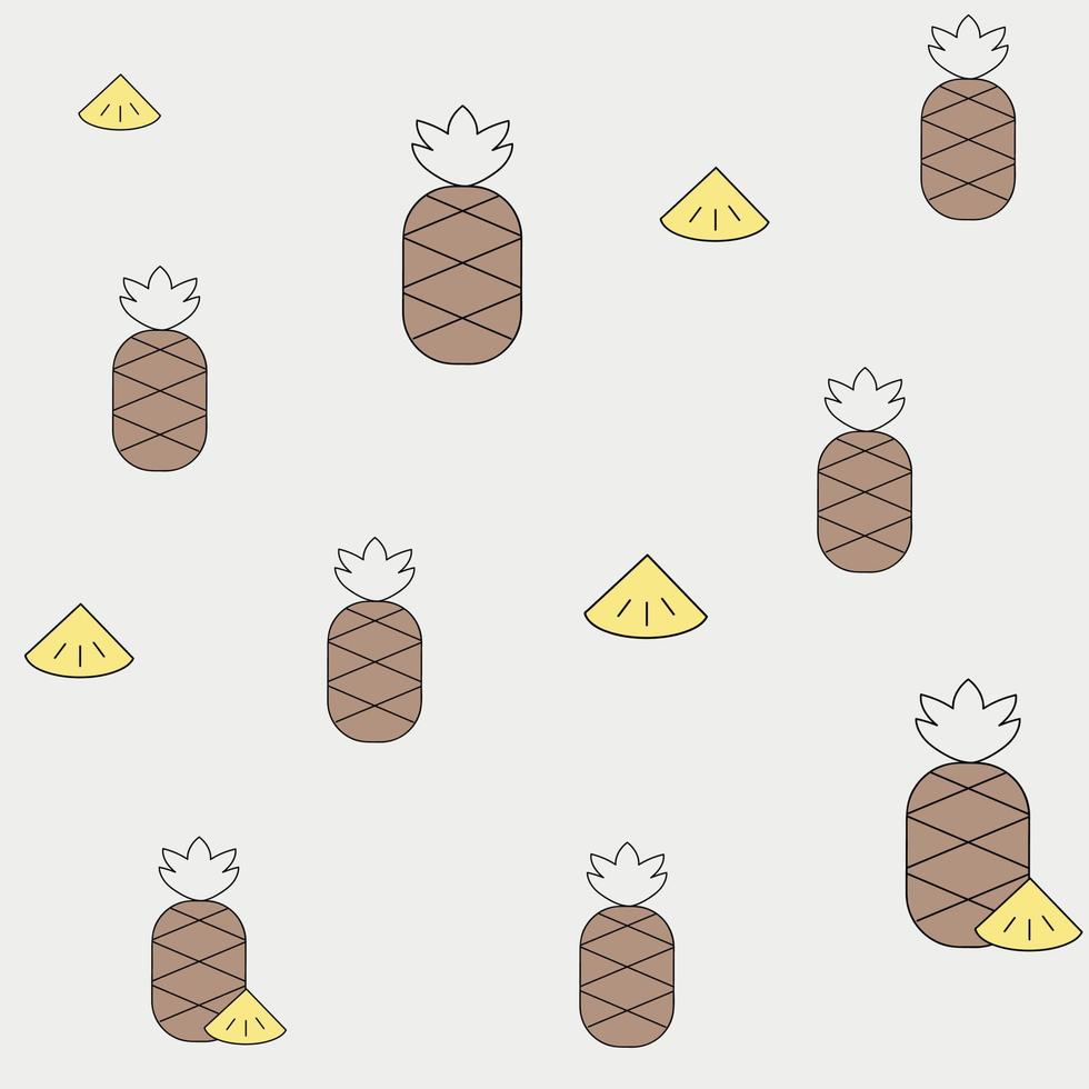 patrón de icono de ananas de dibujos animados mínimo vector