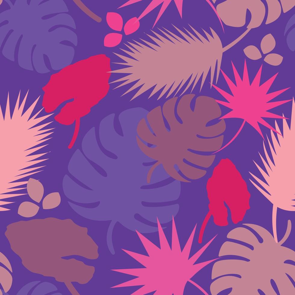 Bright multicolor tropical leaves pattern vector