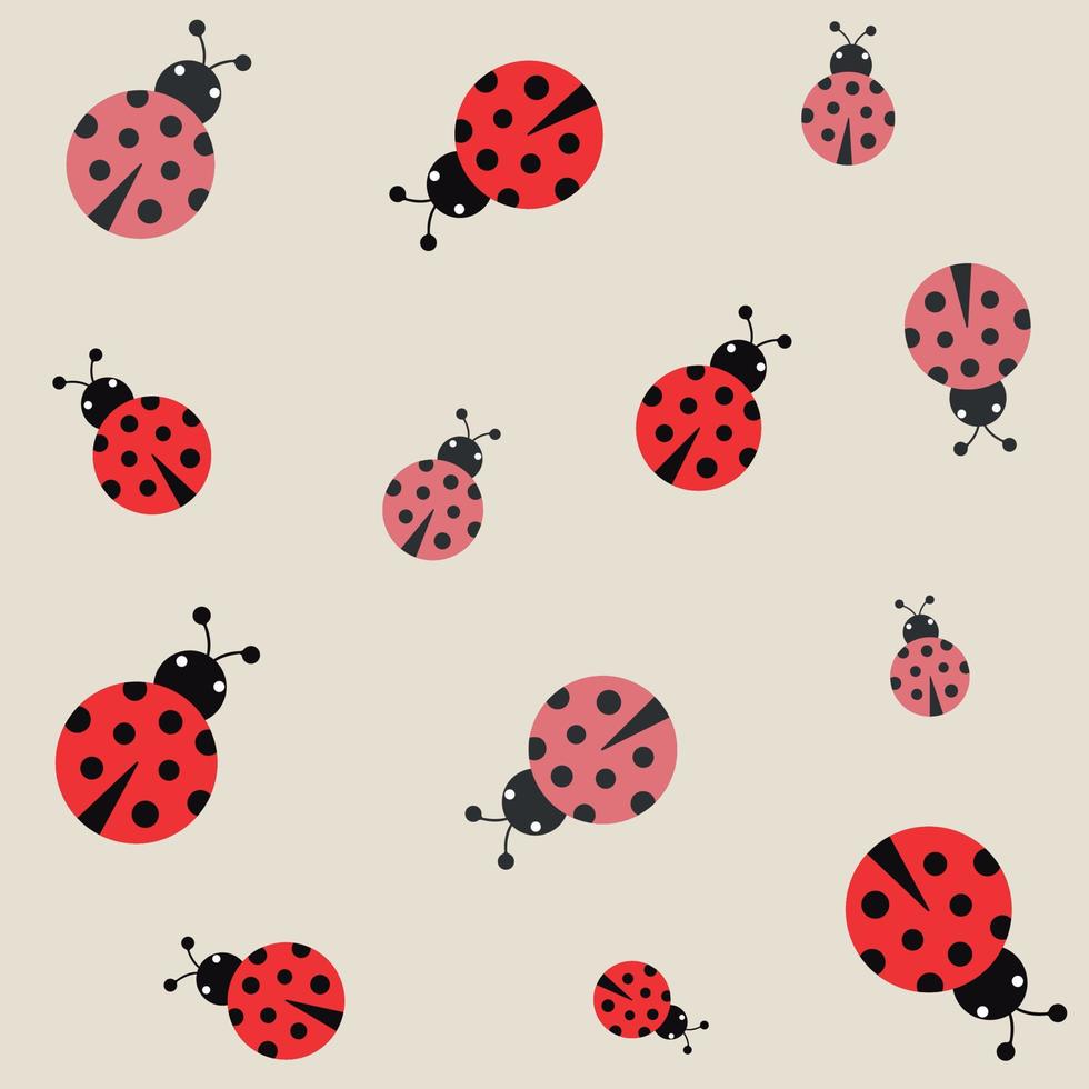 Red and rose ladybugs pattern vector