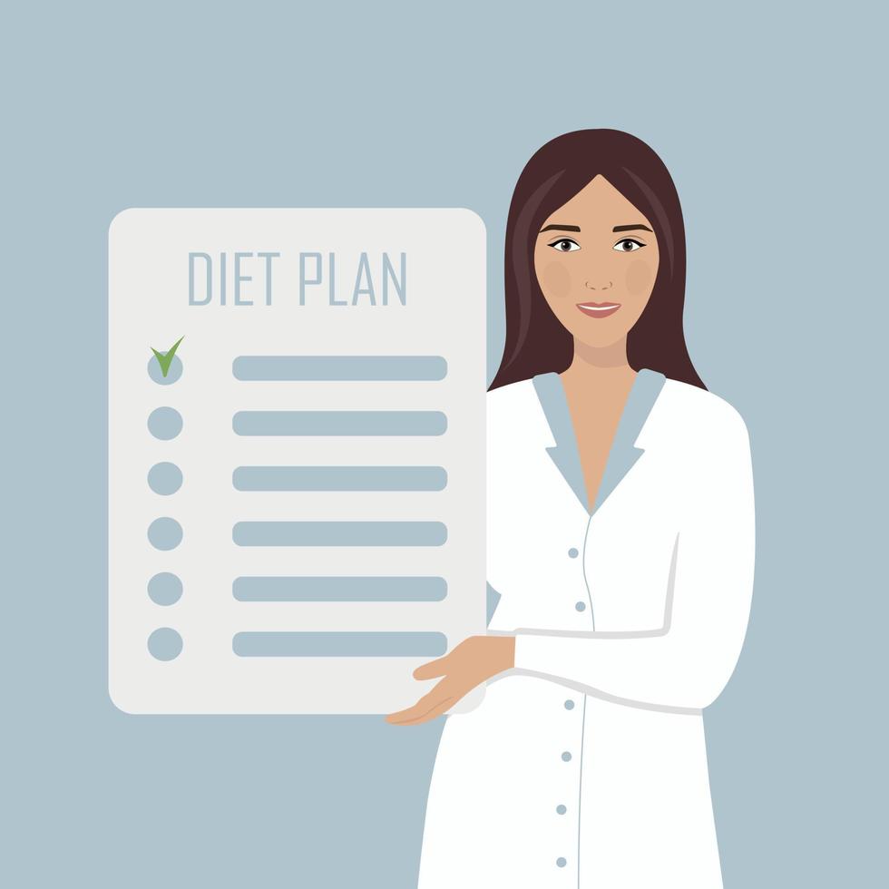 Cartoon nutritionist with a diet planner vector
