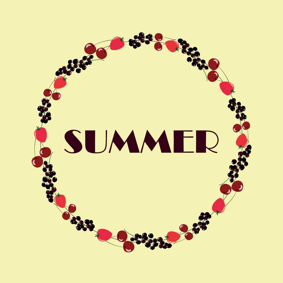 Summer vector berries frame, berries circle