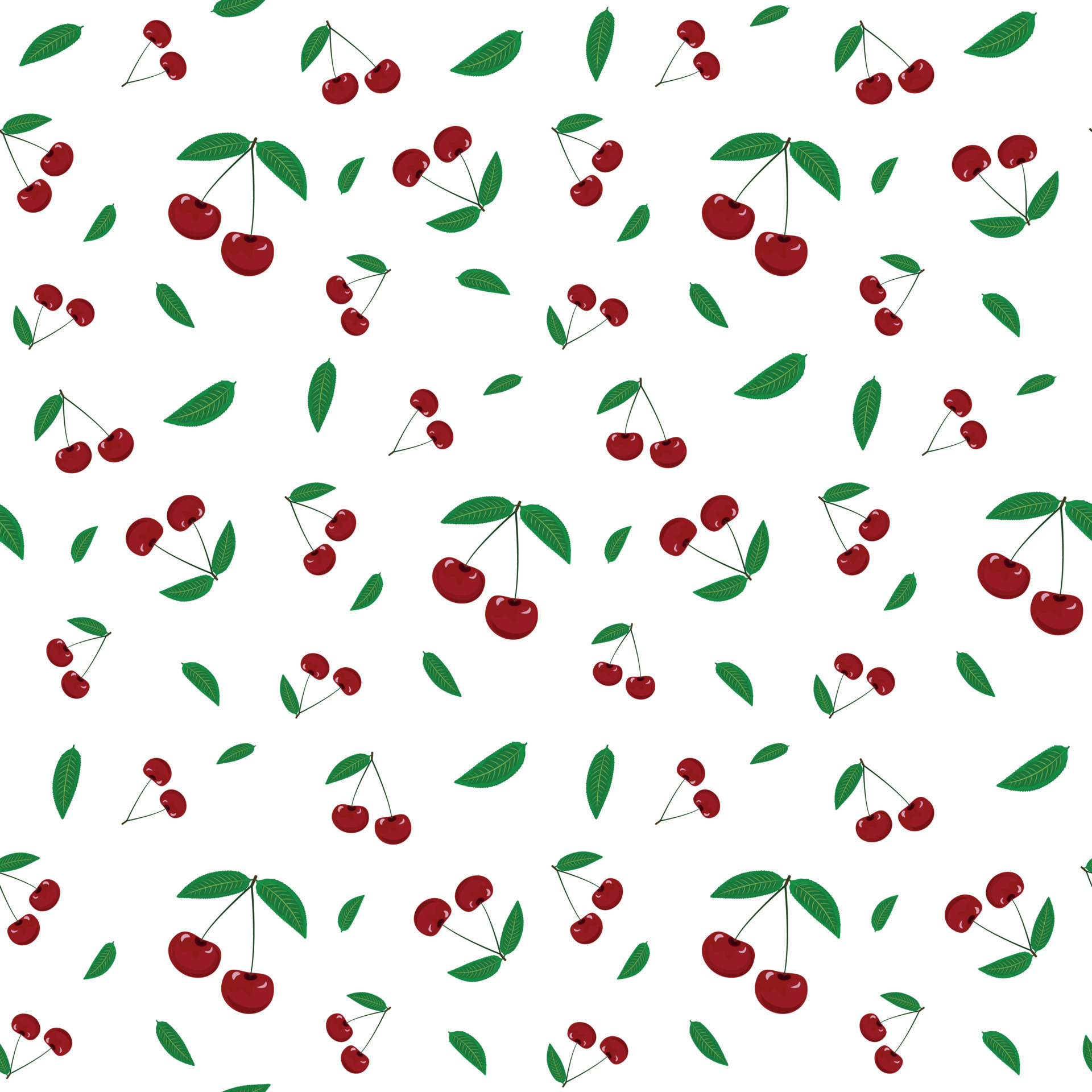 Realistic cartoon cherry pattern with leaves 8440384 Vector Art at Vecteezy