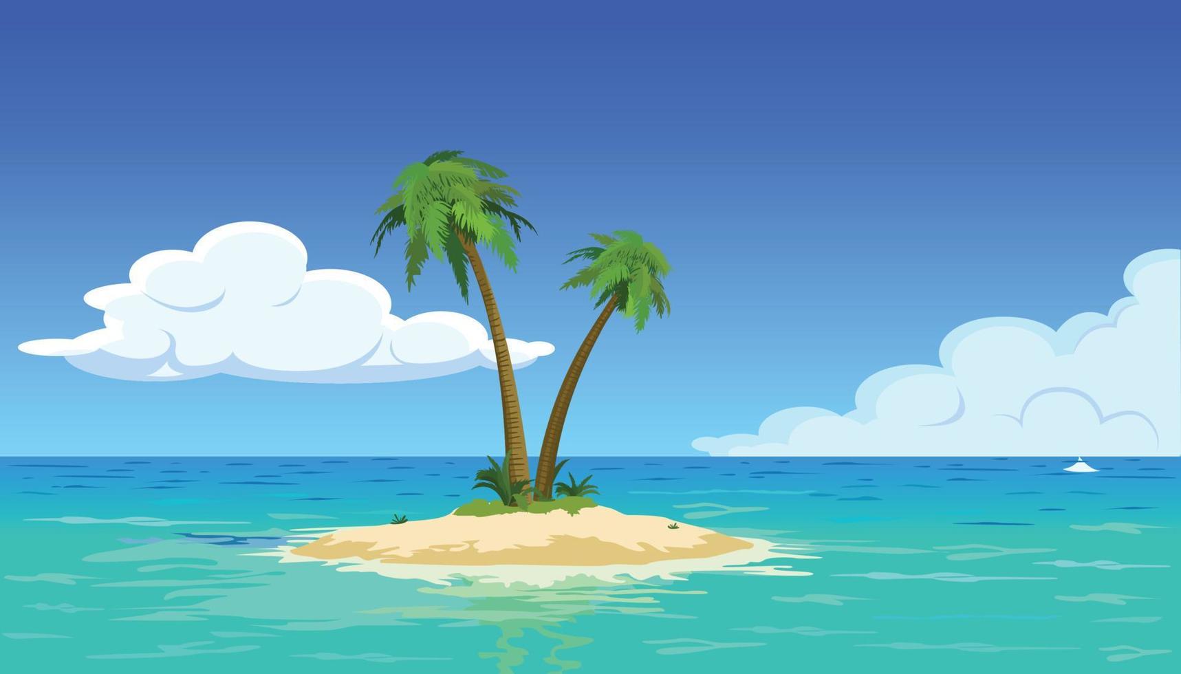 island with palm tree vector