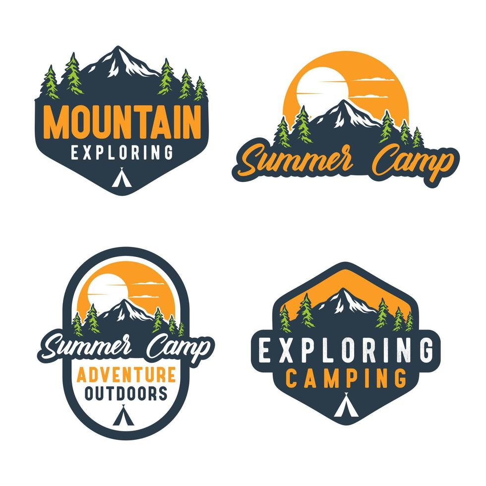 logotipo de la insignia del campamento de verano vintage vector