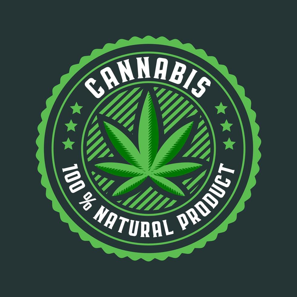 Cannabis leaf circle badge vector