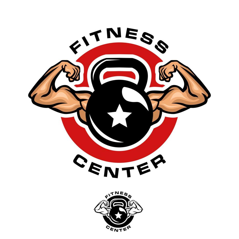 Fitness kettlebell logo template vector