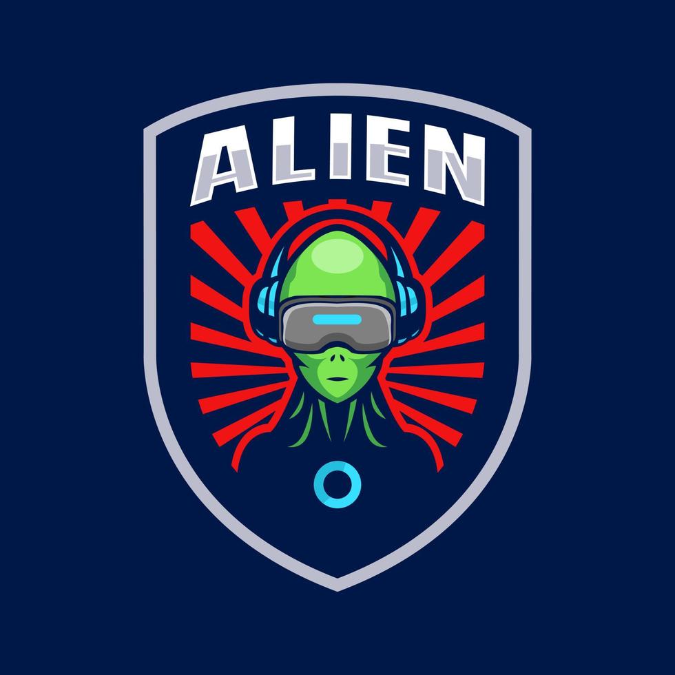 Alien mascot logo esport template design vector