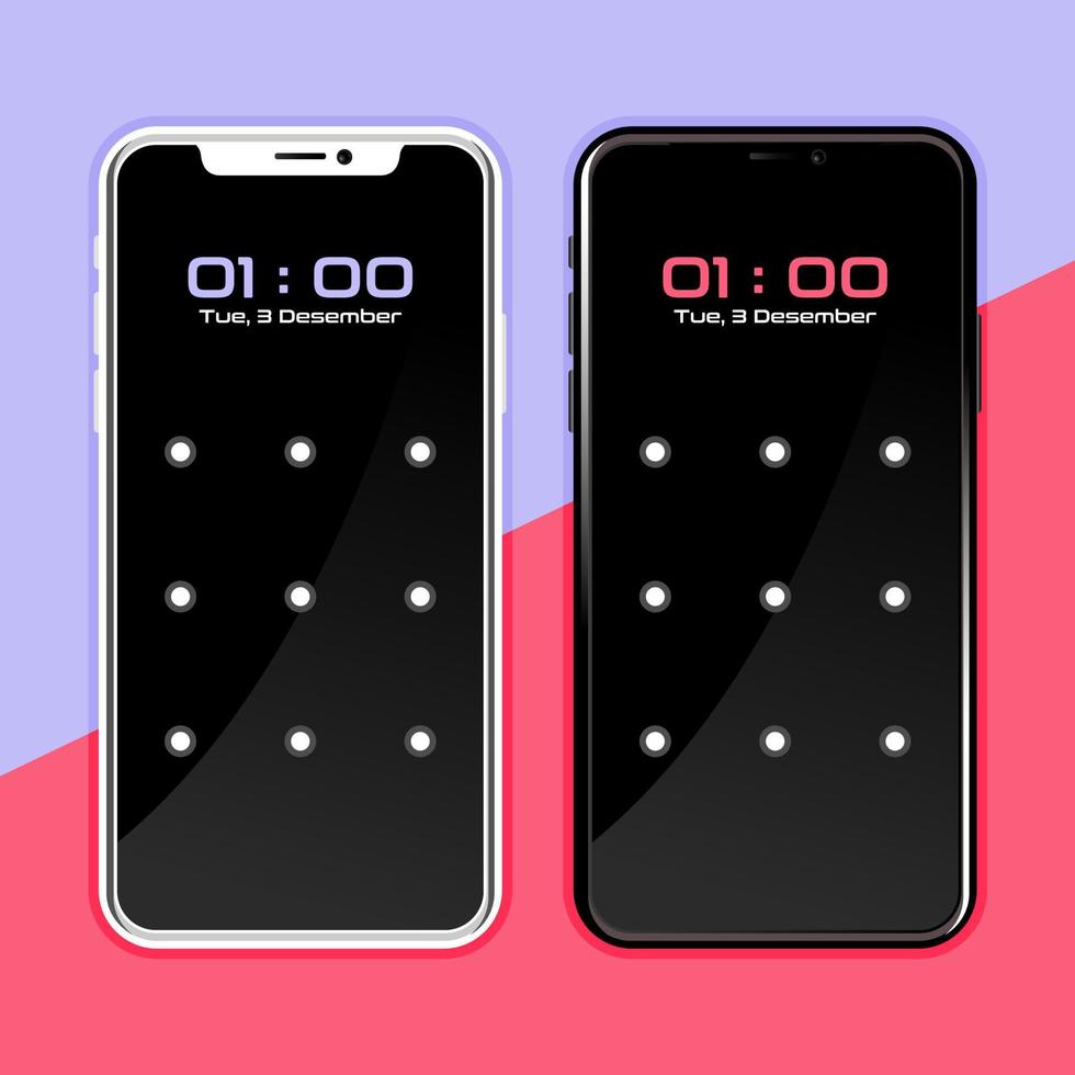 Lock screen smartphone interface template vector