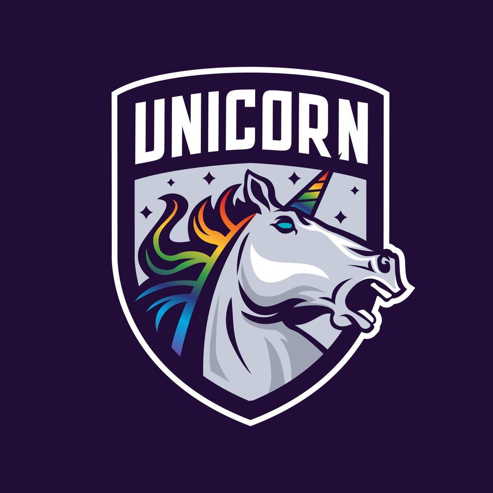 logotipo de la mascota de la cabeza de unicornio vector